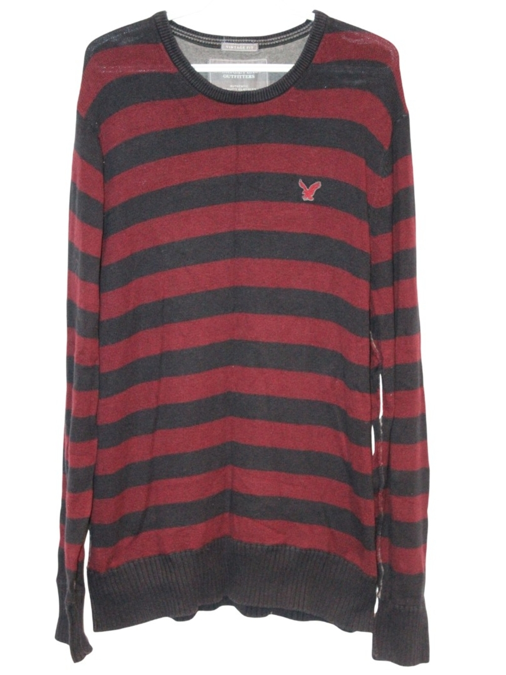 2/$20 🏷 American Eagle Navy & Burgundy Striped Knit Sweater Pullover Size XXL